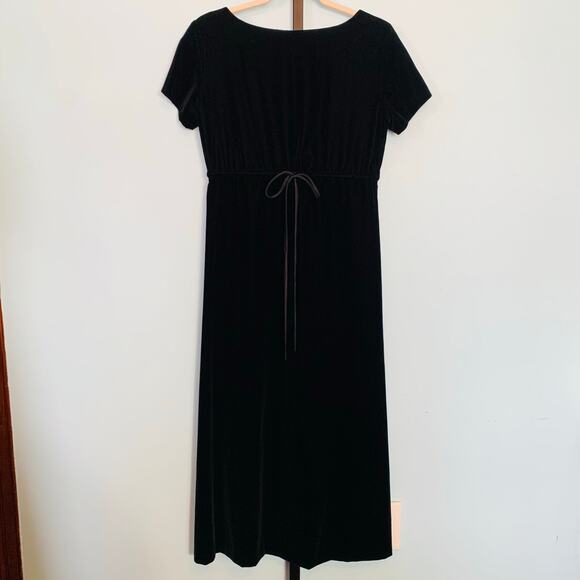 J. Crew Short Sleeve Black Velvet Empire Waist Dress Size 4 - Picture 4 of 4